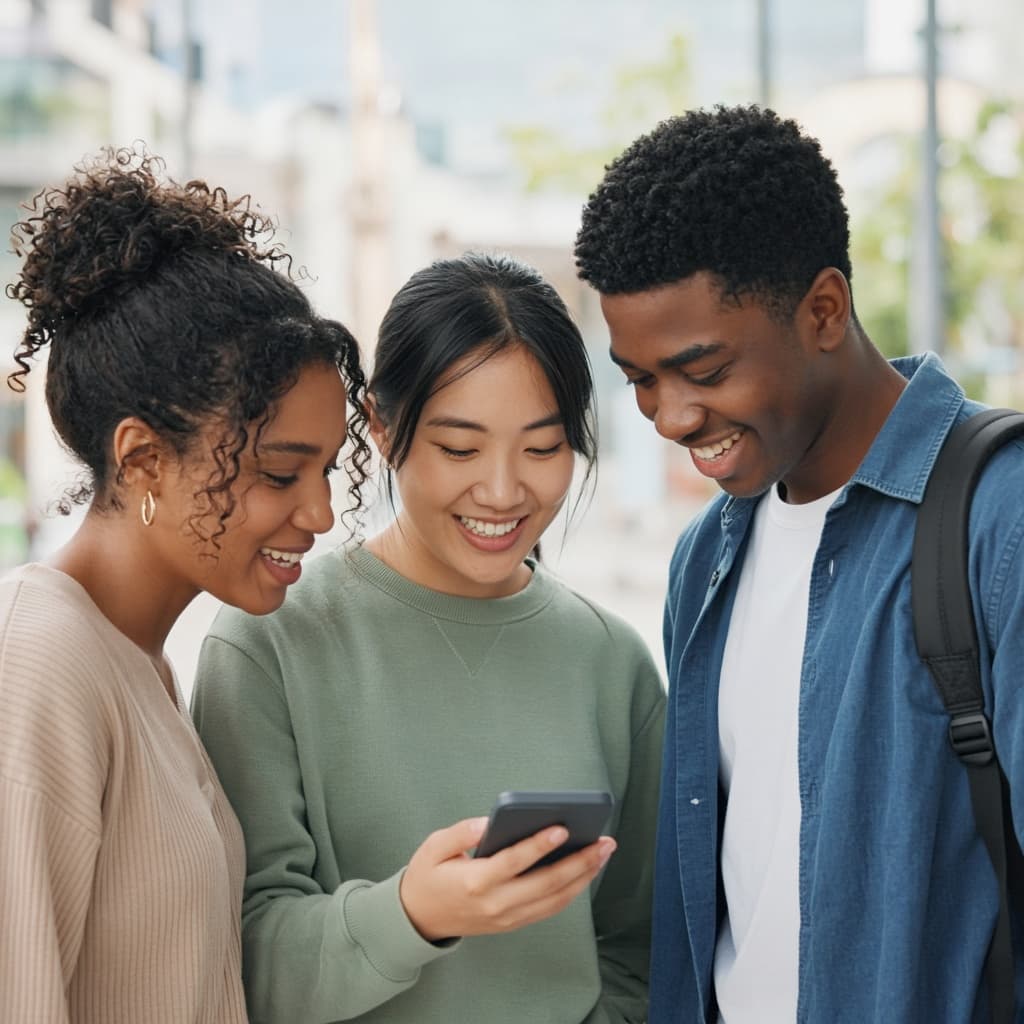 Young consumers engaging on their phones