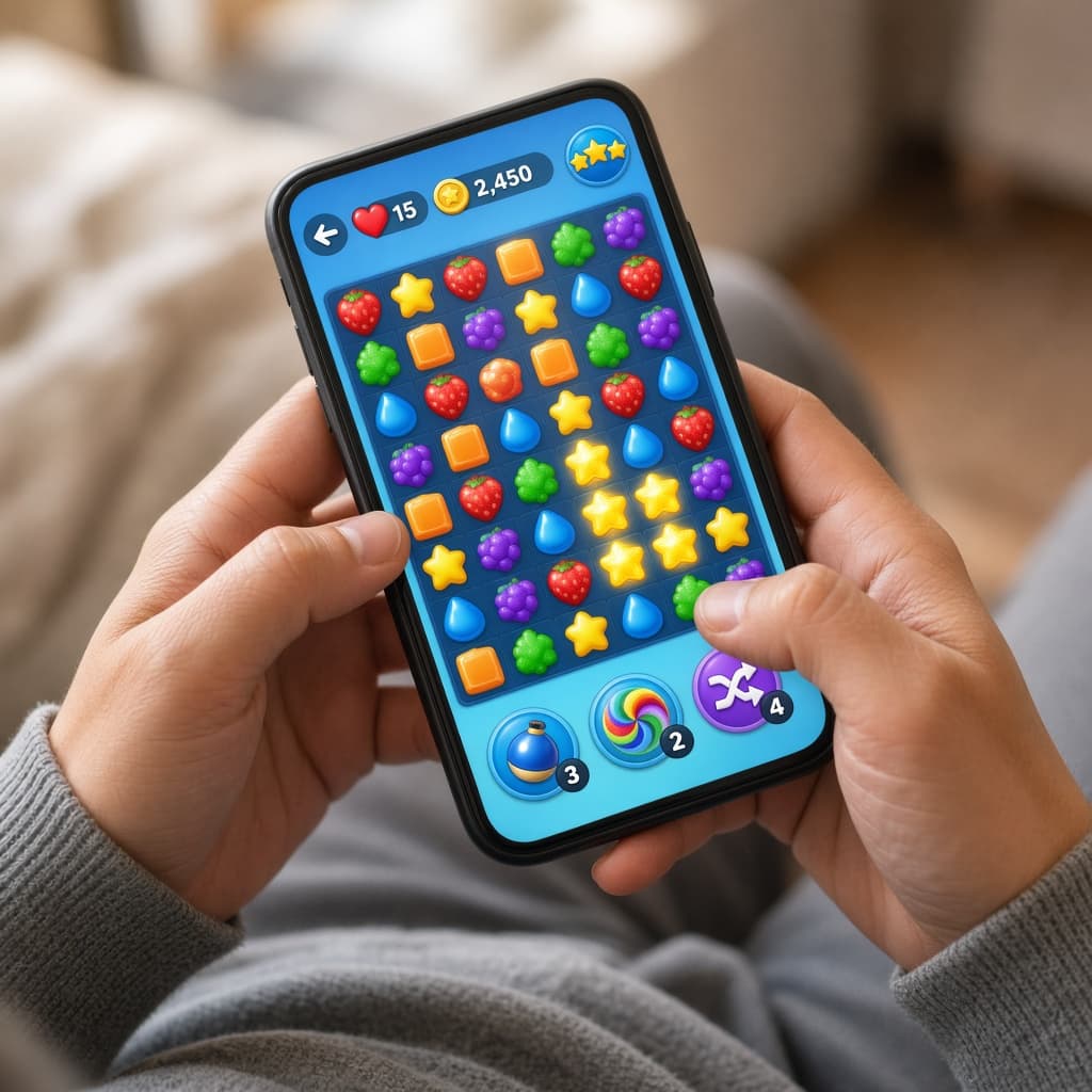 Smartphone showing a plug and play mobile game