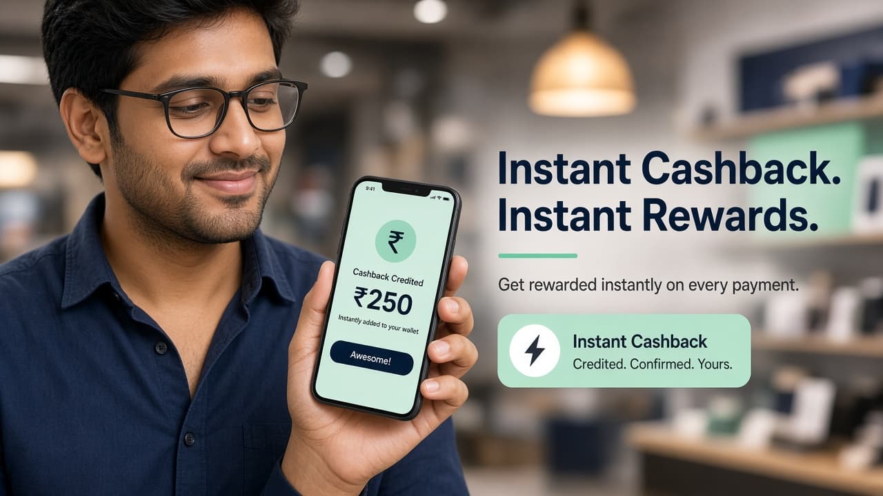 Consumer receiving cashback on a smartphone