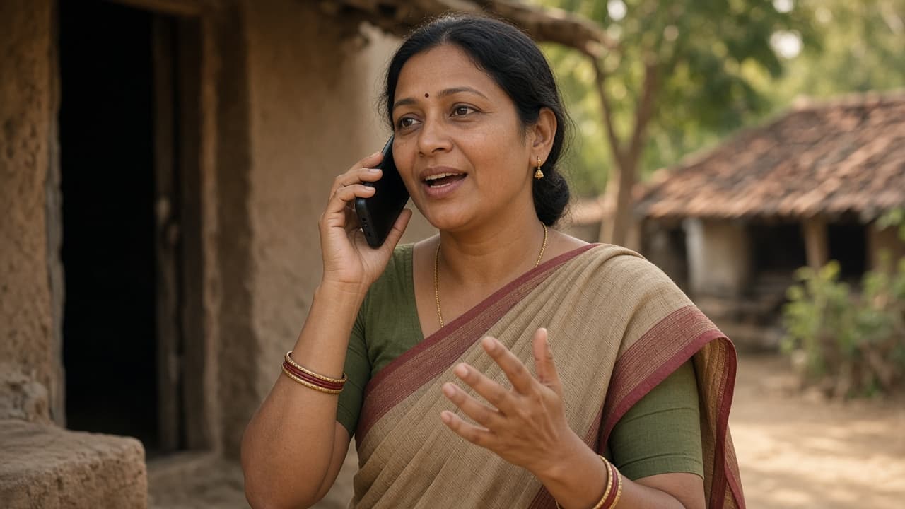 Consumer talking to Voice AI on a feature phone