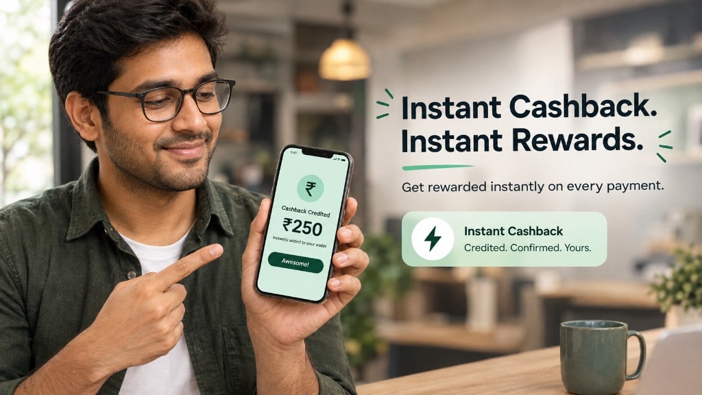Instant cashback credited on a smartphone — ₹250 reward confirmation
