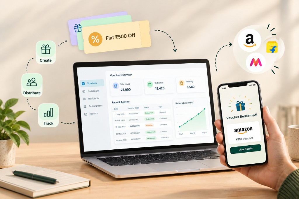 Voucher overview dashboard with digital coupons and redemption
